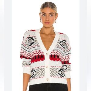 BB Dakota (Steve Madden) Red and Cream Knit Cardigan